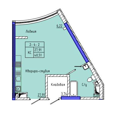 Студія 40.51 м² в ЖК Сорок п'ята перлина від 27 750 грн/м², Одеса