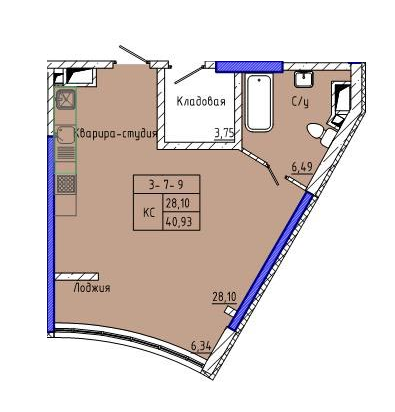 Студія 40.93 м² в ЖК Сорок п'ята перлина від 27 750 грн/м², Одеса