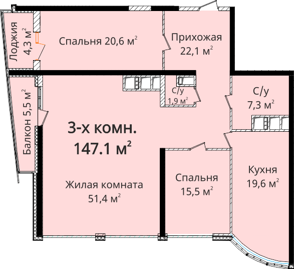 3-кімнатна 147.1 м² в ЖК Новий берег від 27 100 грн/м², Одеса