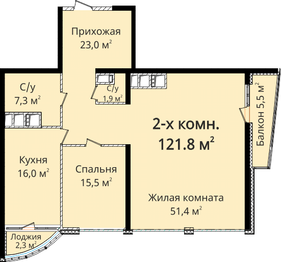 2-кімнатна 121.8 м² в ЖК Новий берег від 31 000 грн/м², Одеса