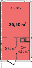 1-комнатная 26.5 м² в Апарт-комплекс Литературный от 25 350 грн/м², Одесса