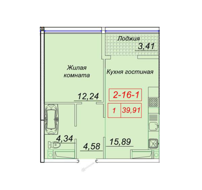 1-кімнатна 39.91 м² в ЖК Сорок четверта перлина від 23 400 грн/м², Одеса