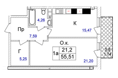 1-комнатная 55.51 м² в ЖК Ясная Поляна 2 от застройщика, Одесса