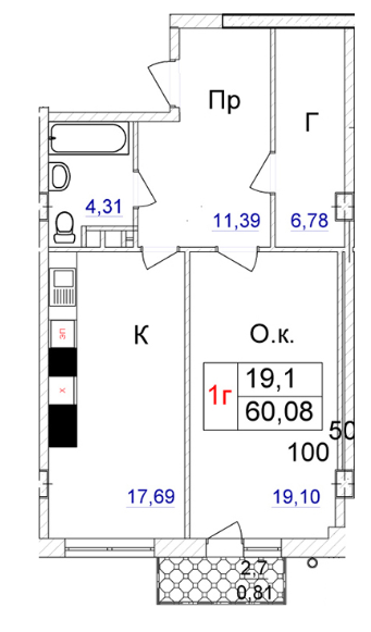 1-комнатная 60.08 м² в ЖК Ясная Поляна 2 от застройщика, Одесса