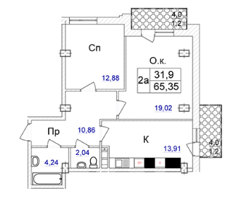 2-комнатная 65.35 м² в ЖК Ясная Поляна 2 от 34 800 грн/м², Одесса