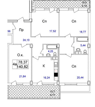 4-кімнатна 140.69 м² в ЖК Ясна Поляна 2 від 36 600 грн/м², Одеса