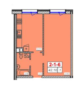 1-комнатная 42.16 м² в ЖК Сорок шестая жемчужина от 15 250 грн/м², Одесса