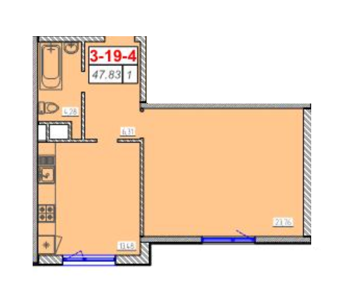 1-кімнатна 47.83 м² в ЖК Сорок шоста перлина від 15 250 грн/м², Одеса