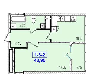 1-комнатная 41.95 м² в ЖК Сороковая жемчужина от застройщика, Одесса