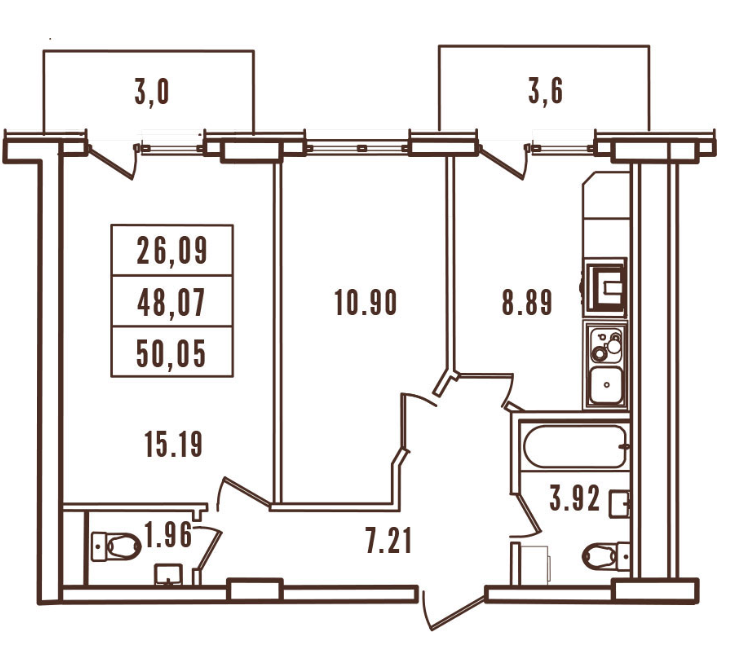 2-комнатная 50.05 м² в ЖК Континент от 28 400 грн/м², Одесса