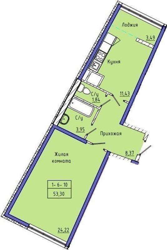 1-комнатная 53.3 м² в ЖК Сорок восьмая жемчужина от 25 600 грн/м², Одесса