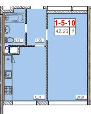 1-комнатная 42.23 м² в ЖК Сорок девятая жемчужина от застройщика, Одесса