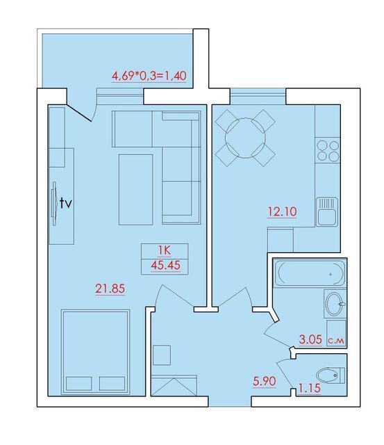 1-комнатная 45.45 м² в ЖК Эдельвейс от 11 900 грн/м², пгт Хлебодарское