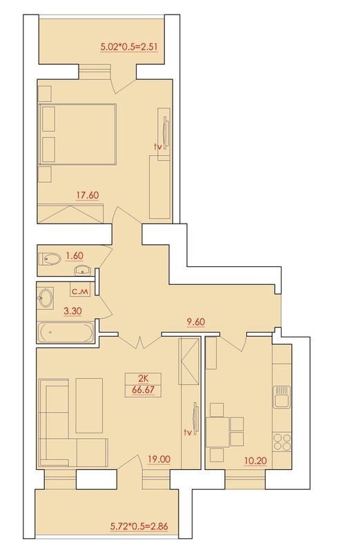 2-кімнатна 66.67 м² в ЖК Едельвейс від 14 150 грн/м², смт Хлібодарське