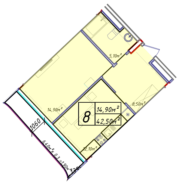 1-кімнатна 42.5 м² в ЖК Graf у моря від 42 600 грн/м², Одеса