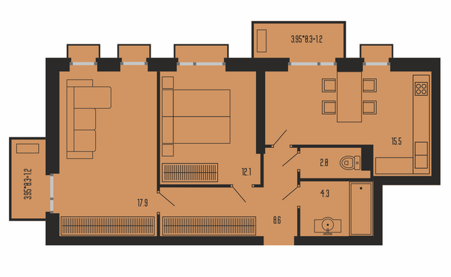 2-кімнатна 63.6 м² в ЖК Бісквітний від 23 750 грн/м², Одеса