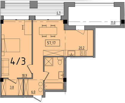 1-кімнатна 57.17 м² в ЖК Comfort City від 26 500 грн/м², Дніпро