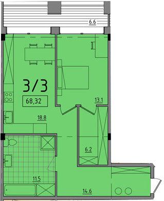 1-кімнатна 60.32 м² в ЖК Comfort City від 22 800 грн/м², Дніпро