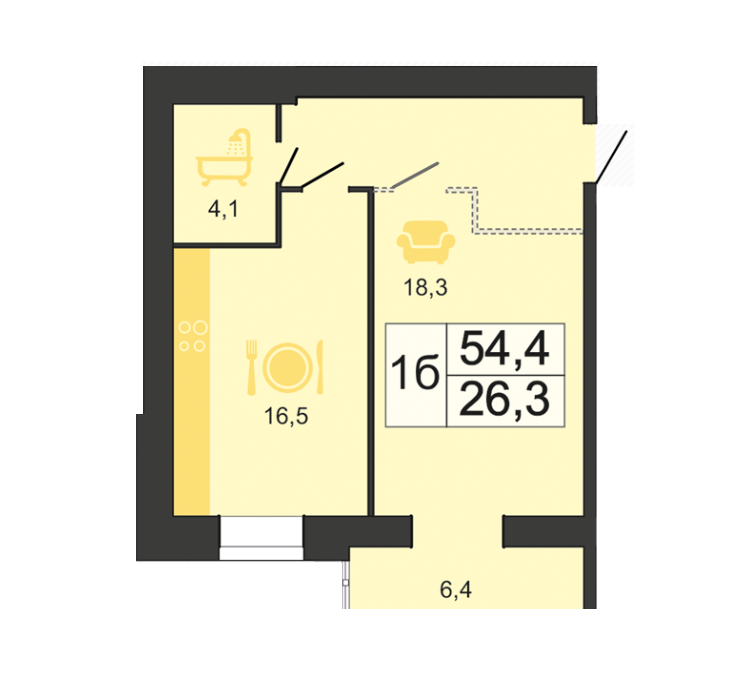 1-кімнатна 54.4 м² в ЖК River Park від 17 950 грн/м², Дніпро