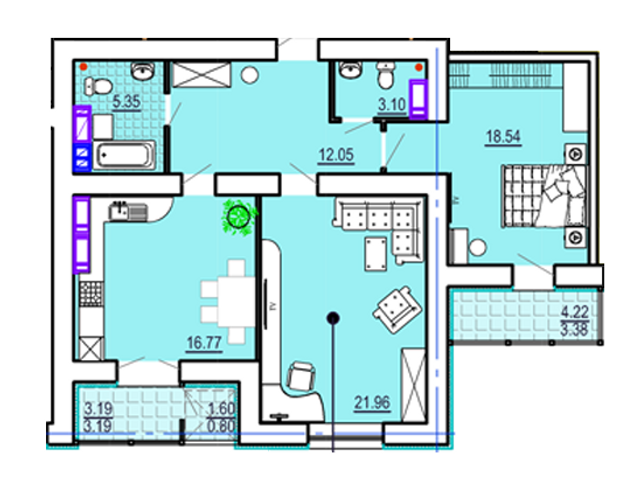 2-кімнатна 85.14 м² в ЖК Театральний від 41 700 грн/м², Харків