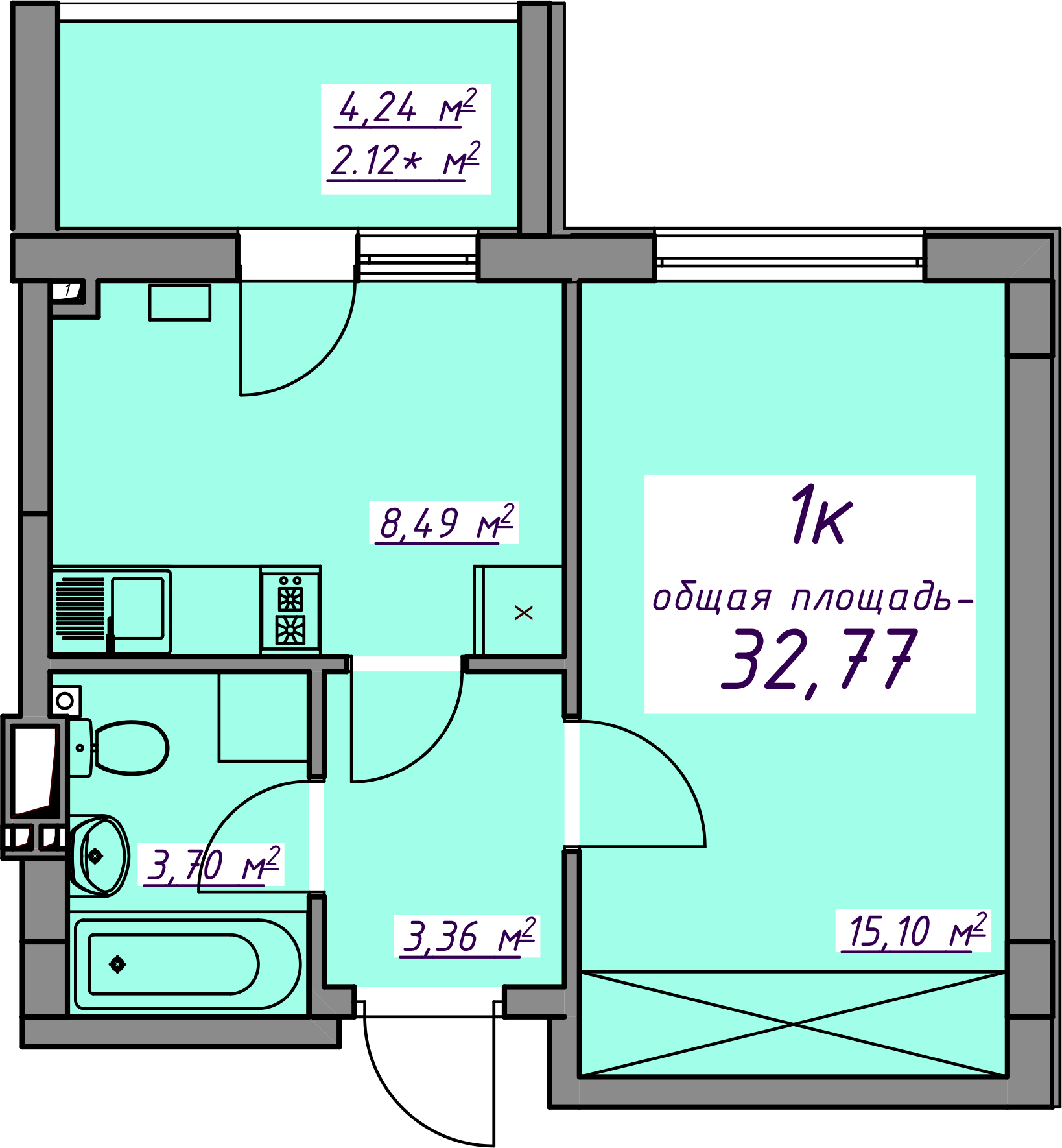 1-кімнатна 32.77 м² в ЖМ Сьоме Небо від 14 750 грн/м², смт Авангард