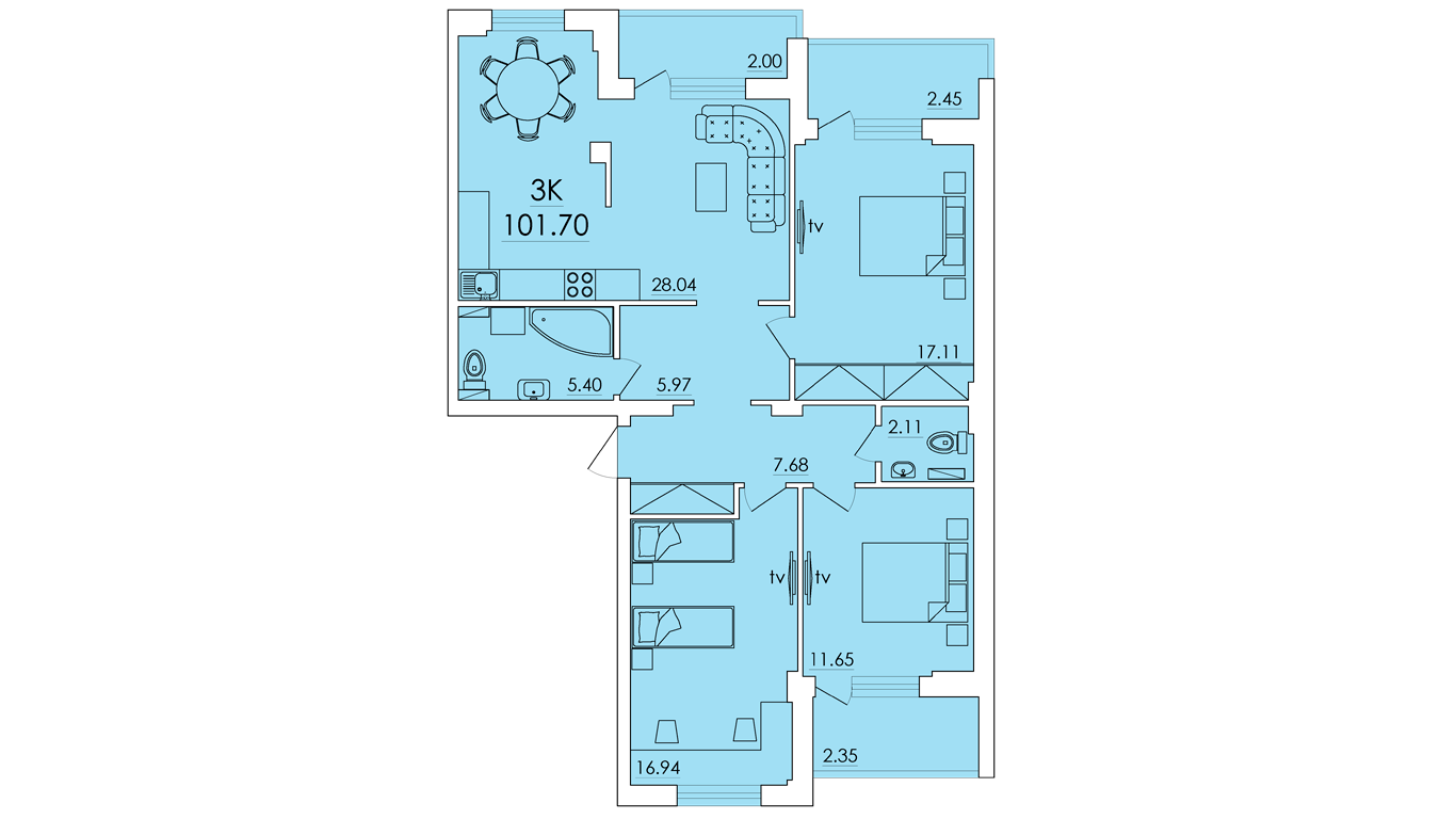 3-комнатная 101.7 м² в ЖК Eco Solaris от 12 800 грн/м², с. Крыжановка