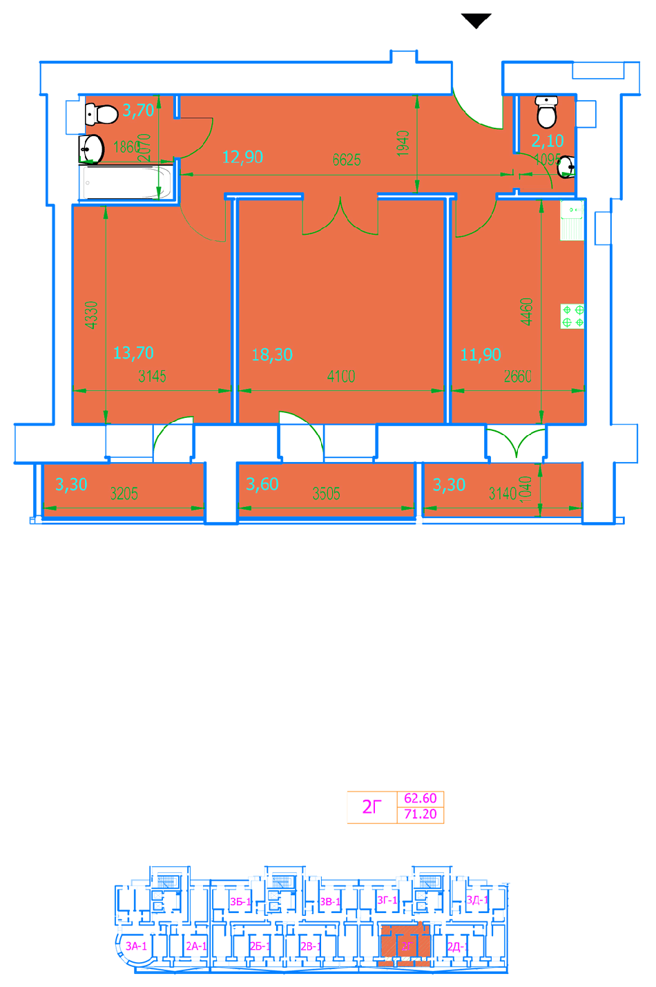 2-кімнатна 71.2 м² в ЖК Полтавський шлях 144 від забудовника, Харків