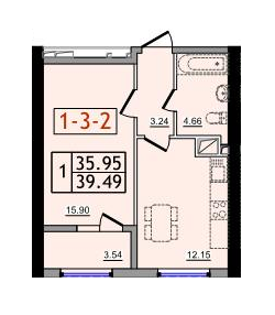 1-комнатная 39.49 м² в ЖК Сорок седьмая жемчужина от застройщика, с. Крыжановка