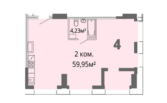 2-кімнатна 59.95 м² в ЖК Грані від 26 500 грн/м², Дніпро