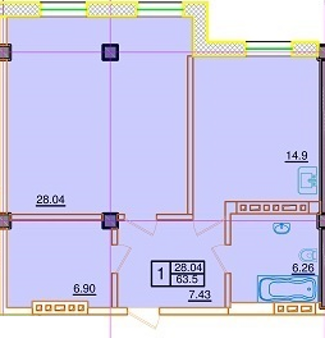 1-кімнатна 63.5 м² в КБ Пушкінський від 45 400 грн/м², Одеса