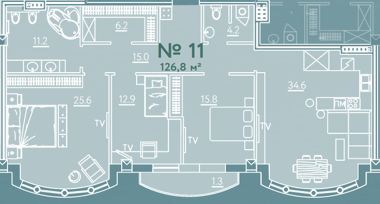 3-кімнатна 126.8 м² в КБ Biarritz від 61 800 грн/м², Одеса