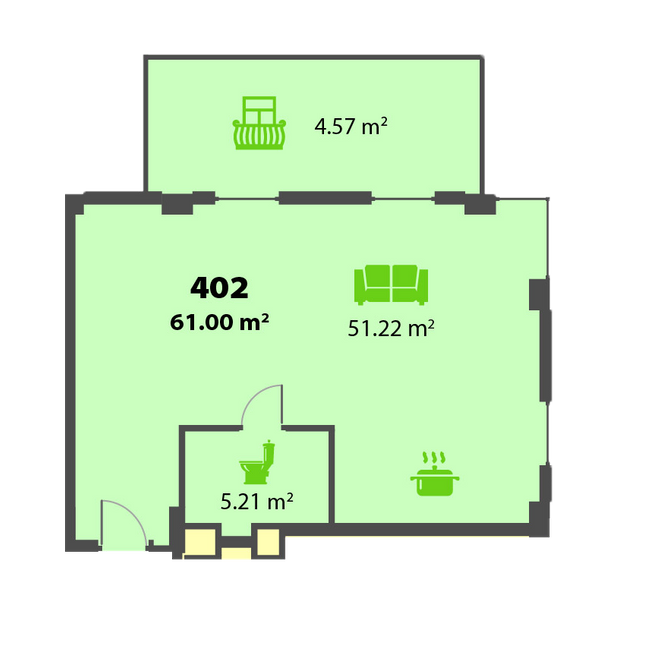 Свободная планировка 61 м² в ЖК Пятый континент от 21 200 грн/м², Днепр