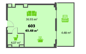 Вільне планування 45.48 м² в ЖК П'ятий континент від 20 500 грн/м², Дніпро