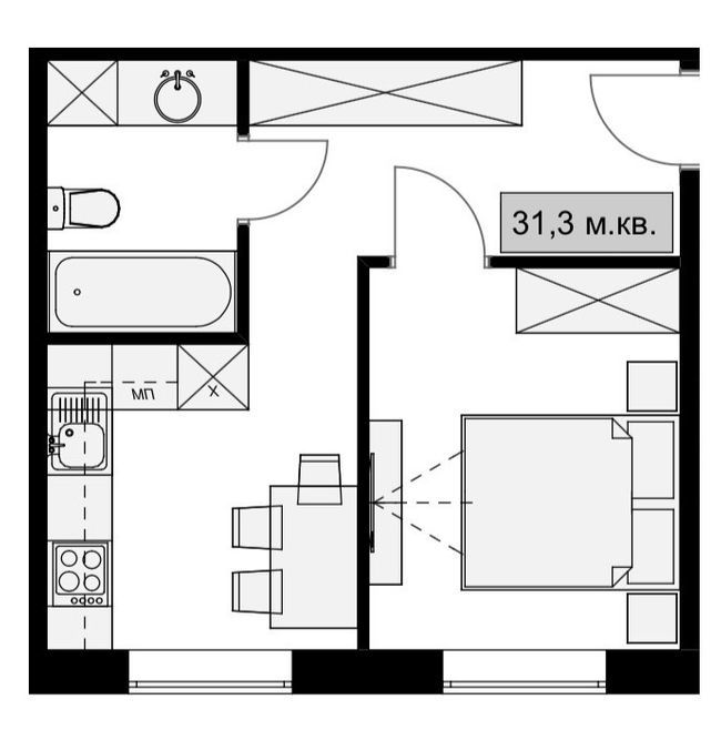 1-кімнатна 31.3 м² в КБ Dream House від забудовника, Дніпро