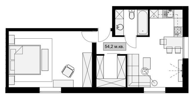 2-кімнатна 54.2 м² в КБ Dream House від 17 500 грн/м², Дніпро