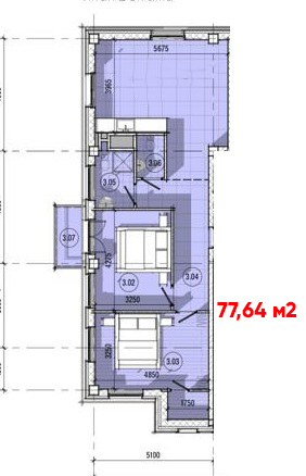 2-комнатная 77.64 м² в КД Villa Loft от 26 600 грн/м², Днепр