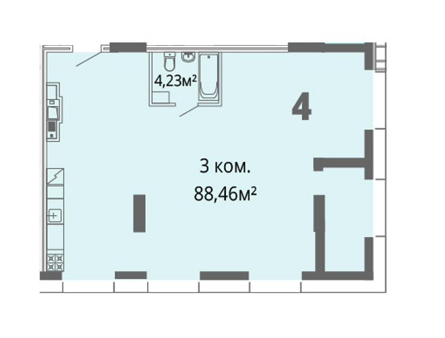 3-кімнатна 88.46 м² в ЖК Грані від 26 900 грн/м², Дніпро