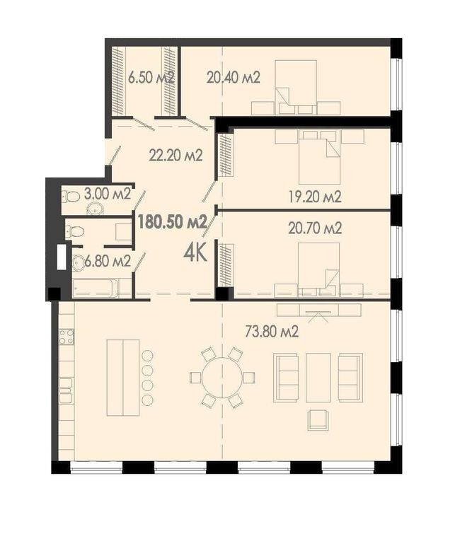 4-кімнатна 180.5 м² в ЖК Дельмар Люкс від 24 050 грн/м², Дніпро