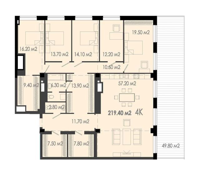 4-комнатная 219.4 м² в ЖК Дельмар Люкс от 24 050 грн/м², Днепр