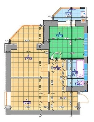 2-комнатная 59.62 м² в ЖК Одесский квартал от 22 000 грн/м², с. Крюковщина