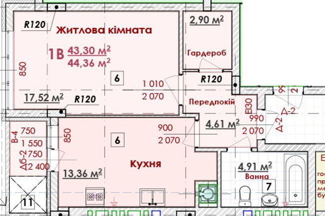 1-комнатная 44.36 м² в ЖК Соняшник от 16 800 грн/м², Львов