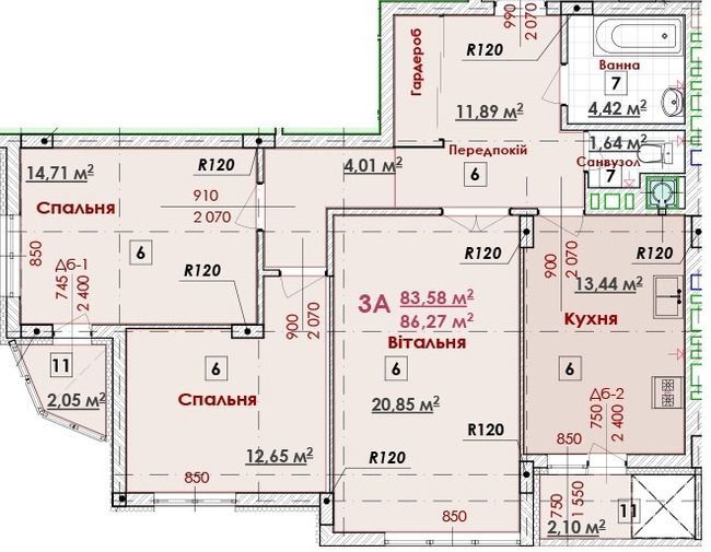 3-кімнатна 86.27 м² в ЖК ЖК Соняшник від 14 500 грн/м², Львів