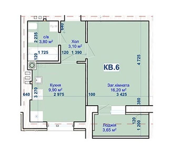 1-кімнатна 36.65 м² в ЖК Хотів від забудовника, с. Хотів