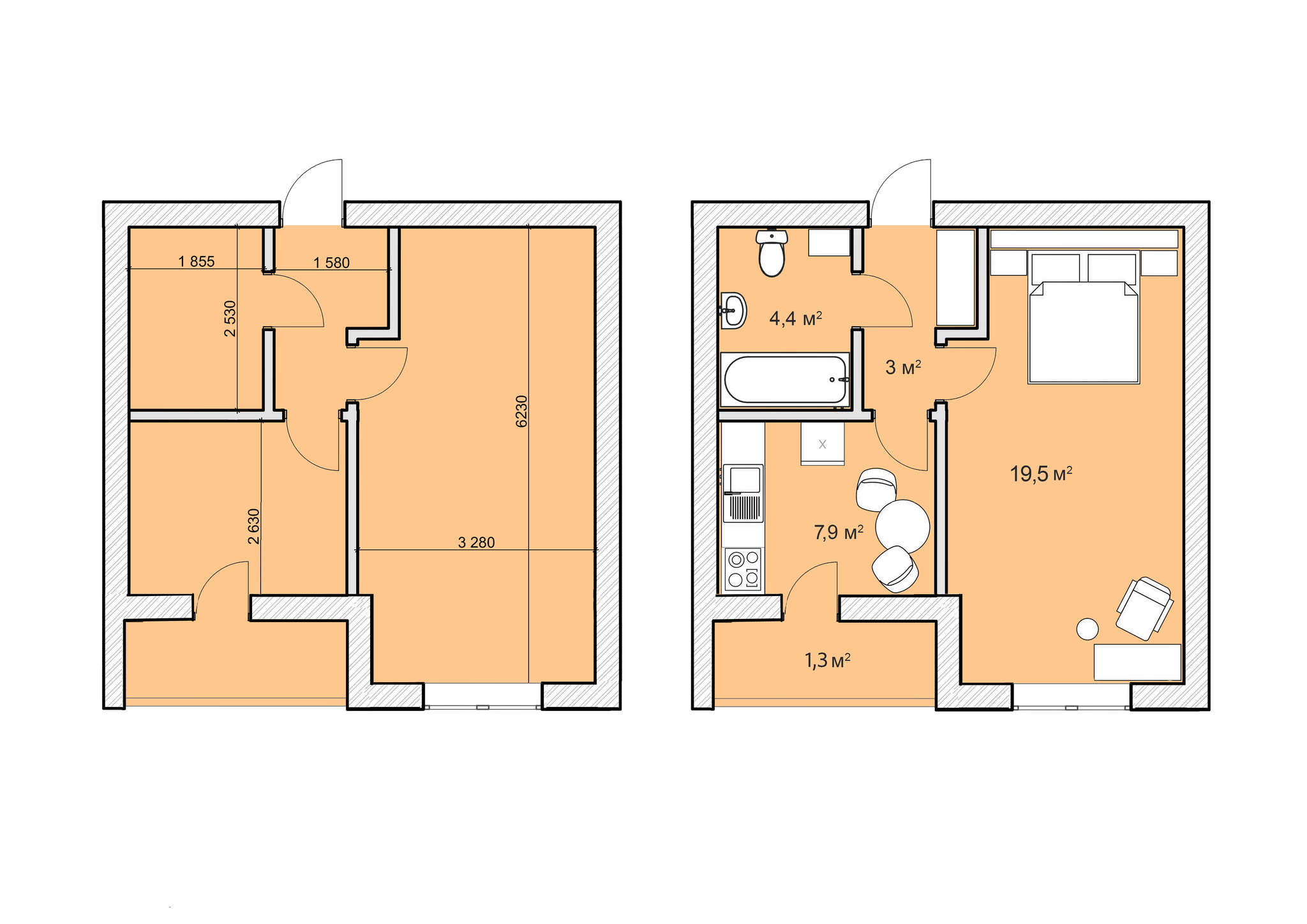 1-комнатная 36.1 м² в ЖК Покровский Двор от 17 500 грн/м², пгт Чабаны