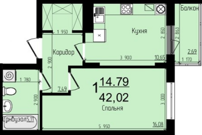 1-кімнатна 42.02 м² в ЖК Plus від забудовника, Львів