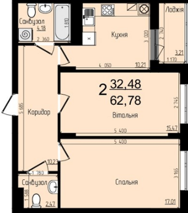 2-комнатная 62.78 м² в ЖК Plus от застройщика, Львов