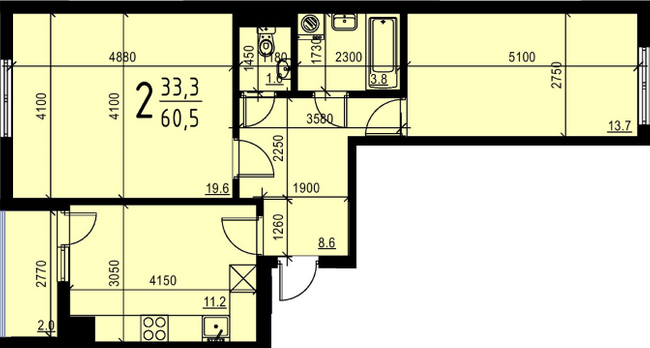 2-комнатная 60.5 м² в ЖК Plus на Роксоляны от застройщика, Львов