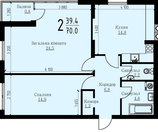 2-комнатная 70 м² в ЖК Plus на Роксоляны от застройщика, Львов