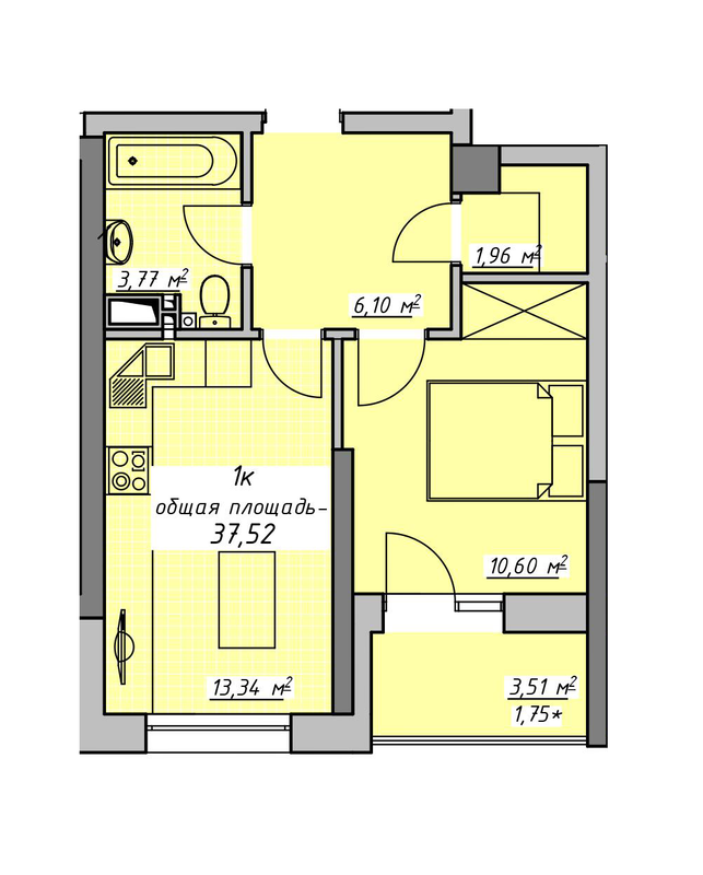 1-комнатная 37.52 м² в ЖК Otrada Sky от застройщика, Одесса