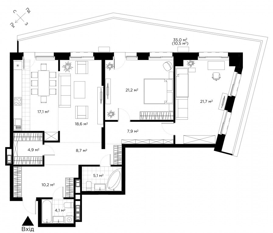 3-комнатная 130 м² в ЖК Diadans от 58 590 грн/м², Киев